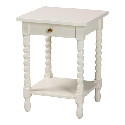Baxton Studio - Niklas Nightstand in White - KL-1734-Niklas-White/Wooden-NS view 1