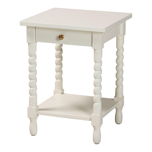 Baxton Studio - Niklas Nightstand in White - KL-1734-Niklas-White/Wooden-NS view 1