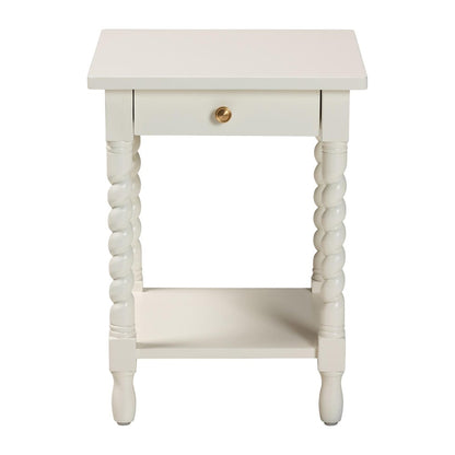 Baxton Studio - Niklas Nightstand in White - KL-1734-Niklas-White/Wooden-NS view 3