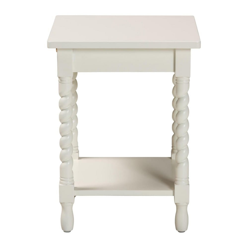 Baxton Studio - Niklas Nightstand in White - KL-1734-Niklas-White/Wooden-NS view 4