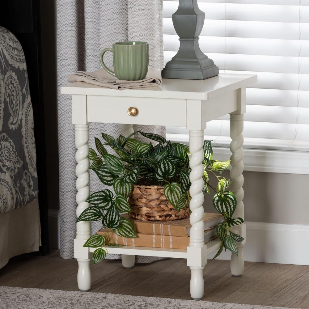 Baxton Studio - Niklas Nightstand in White - KL-1734-Niklas-White/Wooden-NS view 9