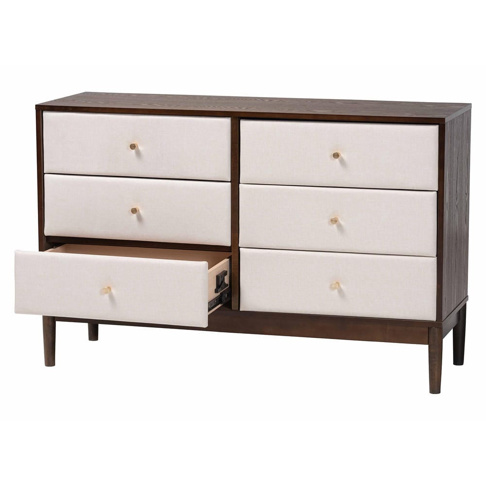 Baxton Studio - Nikolai Dresser in Beige/Wenge Brown - MG9009-Beige/Wenge-6DW-Dresser view 2