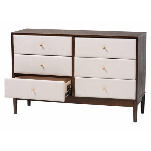 Baxton Studio - Nikolai Dresser in Beige/Wenge Brown - MG9009-Beige/Wenge-6DW-Dresser view 2