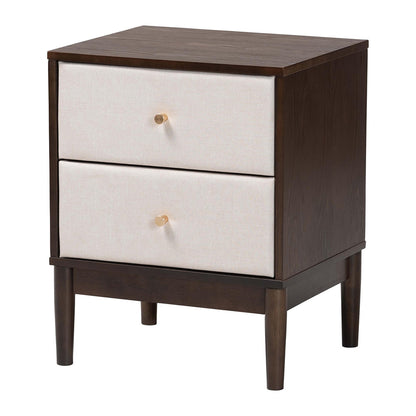 Baxton Studio - Nikolai Nightstand in Beige/Wenge Brown - MG9009-Beige/Wenge-2DW-NS view 1