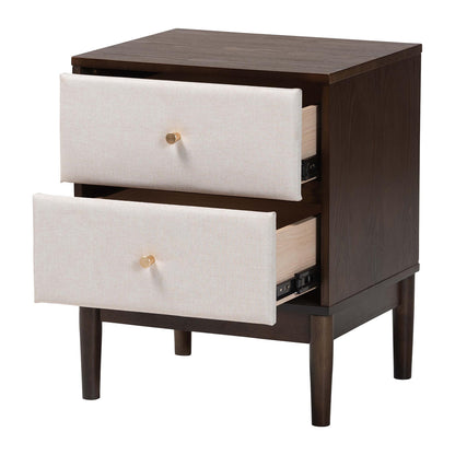 Baxton Studio - Nikolai Nightstand in Beige/Wenge Brown - MG9009-Beige/Wenge-2DW-NS view 2