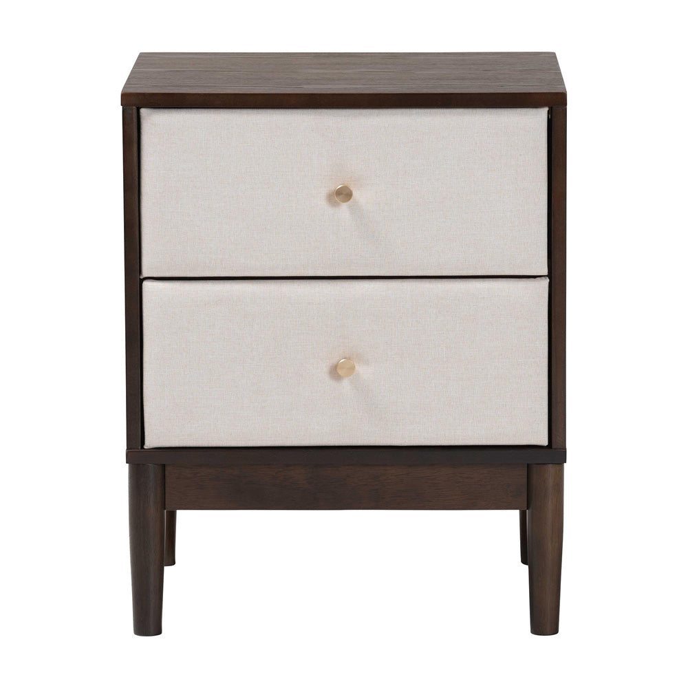 Baxton Studio - Nikolai Nightstand in Beige/Wenge Brown - MG9009-Beige/Wenge-2DW-NS view 3
