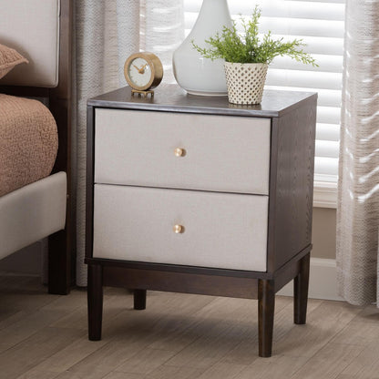 Baxton Studio - Nikolai Nightstand in Beige/Wenge Brown - MG9009-Beige/Wenge-2DW-NS view 8