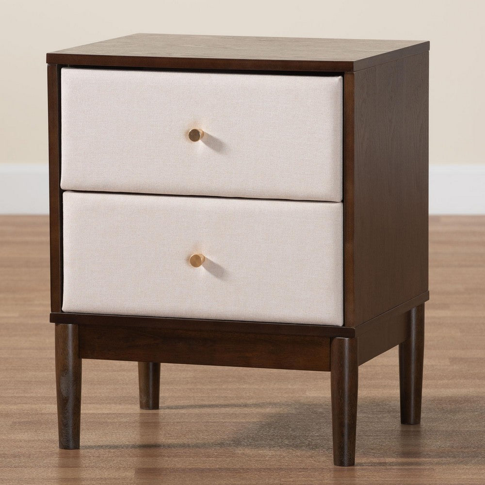 Baxton Studio - Nikolai Nightstand in Beige/Wenge Brown - MG9009-Beige/Wenge-2DW-NS view 9
