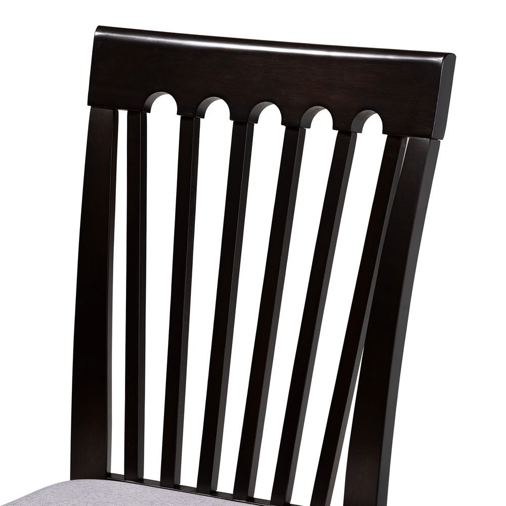 Baxton Studio - Nina Dining Set in Grey/Espresso Brown - Nina-Grey/Dark Brown-5PC Dining Set view 5