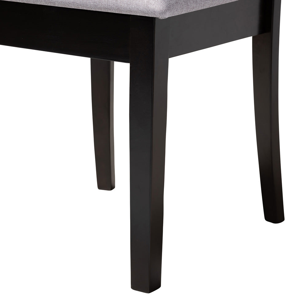 Baxton Studio - Nina Dining Set in Grey/Espresso Brown - Nina-Grey/Dark Brown-5PC Dining Set view 6