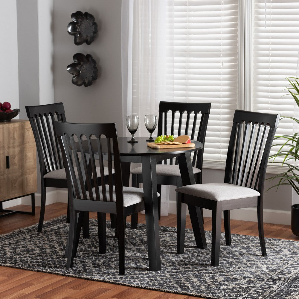 Baxton Studio - Nina Dining Set in Grey/Espresso Brown - Nina-Grey/Dark Brown-5PC Dining Set view 8