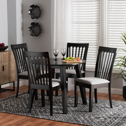 Baxton Studio - Nina Dining Set in Grey/Espresso Brown - Nina-Grey/Dark Brown-5PC Dining Set view 8