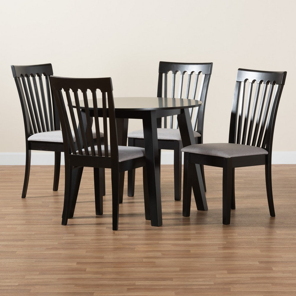 Baxton Studio - Nina Dining Set in Grey/Espresso Brown - Nina-Grey/Dark Brown-5PC Dining Set view 9