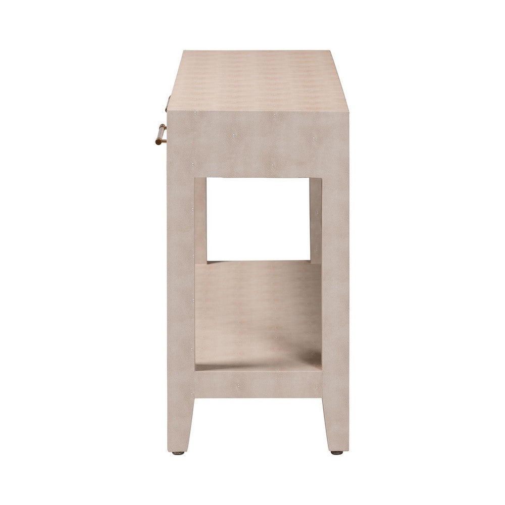 Baxton Studio - Nira Console Table in Beige/Brass - JY24B282-Beige Faux Shagreen-Console Table view 4