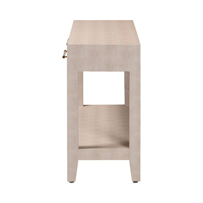 Baxton Studio - Nira Console Table in Beige/Brass - JY24B282-Beige Faux Shagreen-Console Table view 4