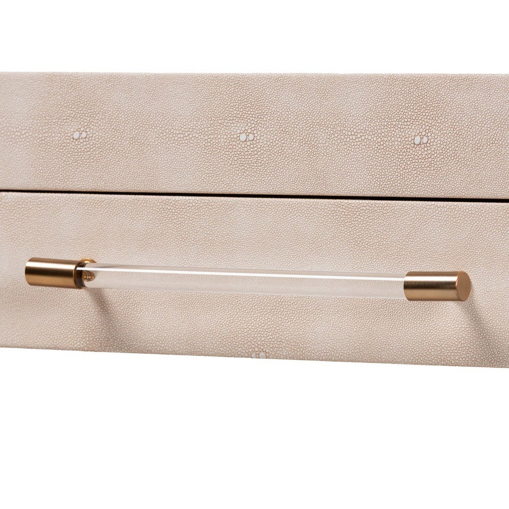 Baxton Studio - Nira Console Table in Beige/Brass - JY24B282-Beige Faux Shagreen-Console Table view 6
