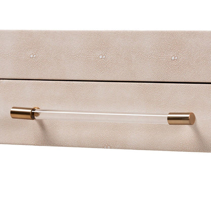 Baxton Studio - Nira Console Table in Beige/Brass - JY24B282-Beige Faux Shagreen-Console Table view 6