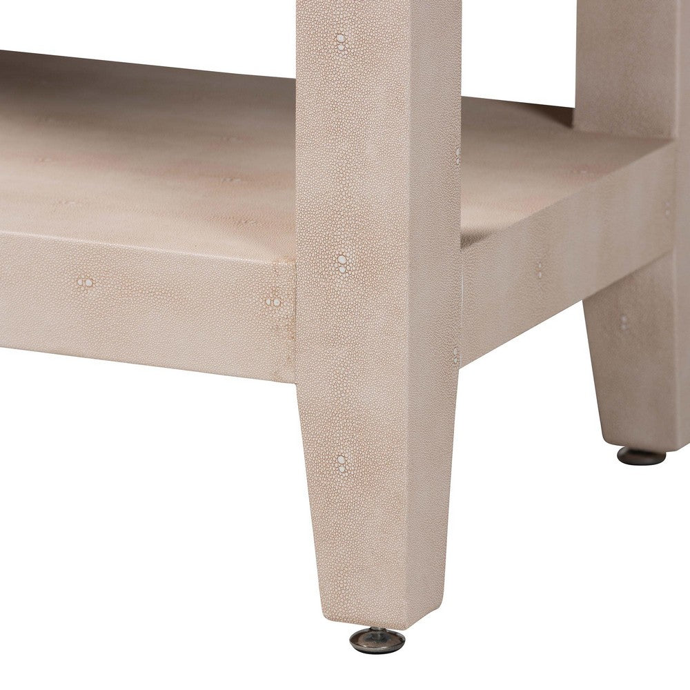 Baxton Studio - Nira Console Table in Beige/Brass - JY24B282-Beige Faux Shagreen-Console Table view 7