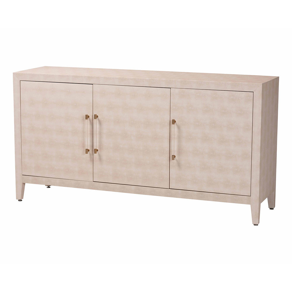 Baxton Studio - Nira Sideboard in Beige/Brass - JY24B283-Beige Faux Shagreen-Cabinet view 1