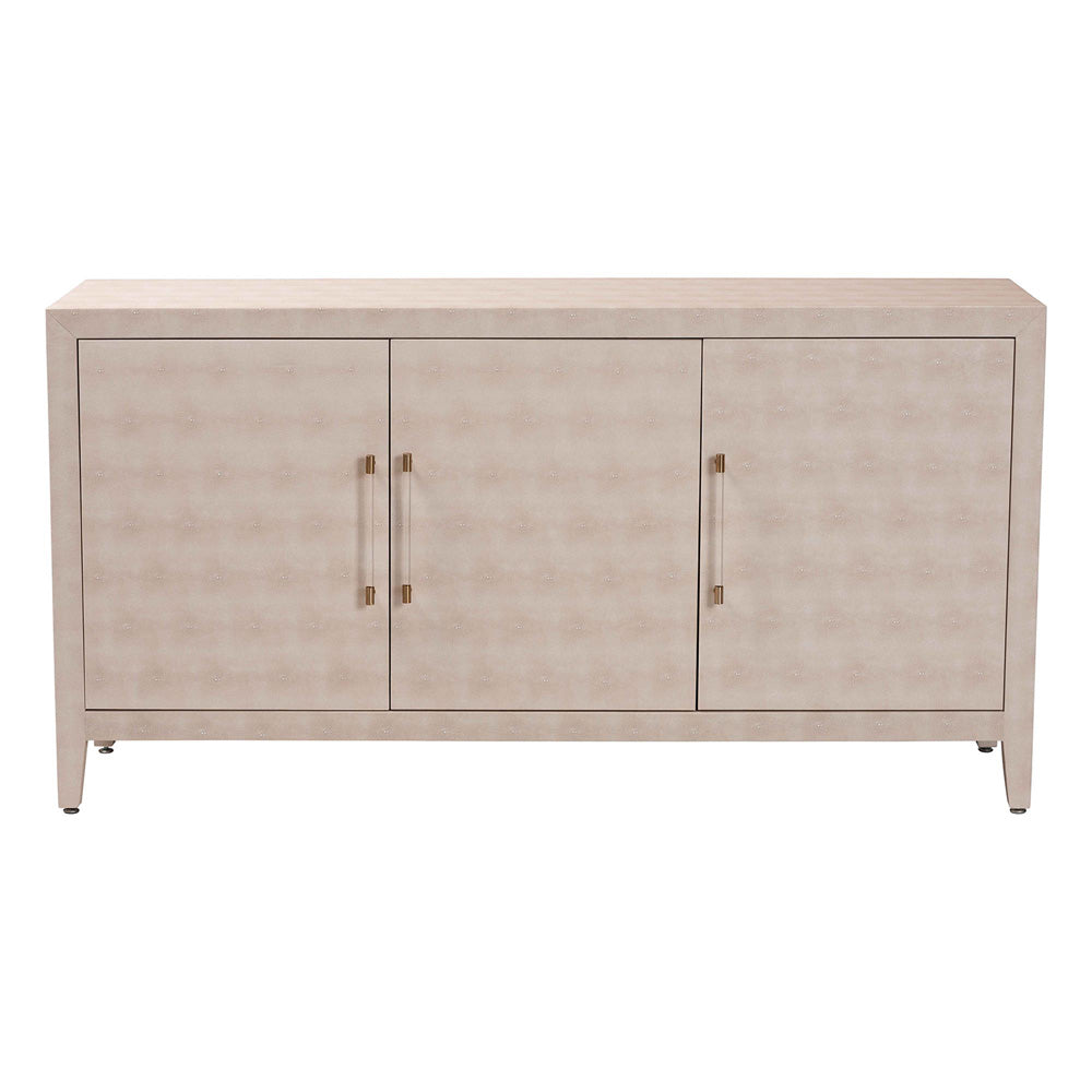 Baxton Studio - Nira Sideboard in Beige/Brass - JY24B283-Beige Faux Shagreen-Cabinet view 3