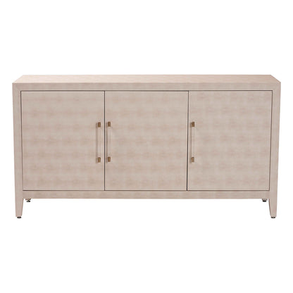 Baxton Studio - Nira Sideboard in Beige/Brass - JY24B283-Beige Faux Shagreen-Cabinet view 3
