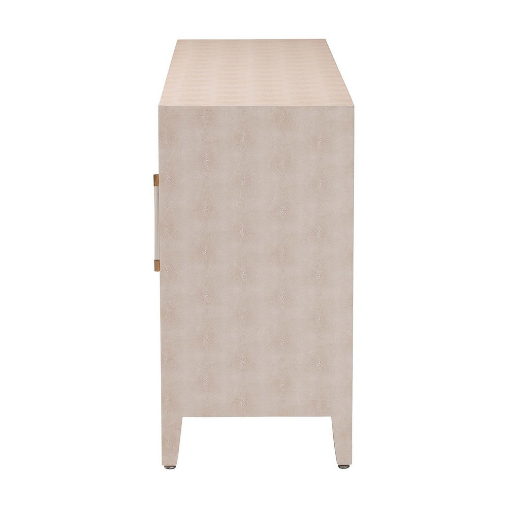 Baxton Studio - Nira Sideboard in Beige/Brass - JY24B283-Beige Faux Shagreen-Cabinet view 4