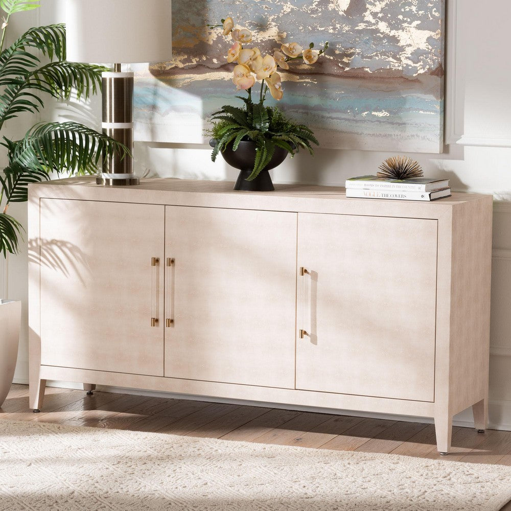 Baxton Studio - Nira Sideboard in Beige/Brass - JY24B283-Beige Faux Shagreen-Cabinet view 9