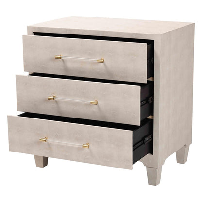 Baxton Studio - Nira Storage Cabinet in Beige/Brass - JY24A042-Beige Faux Shagreen-Cabinet view 2