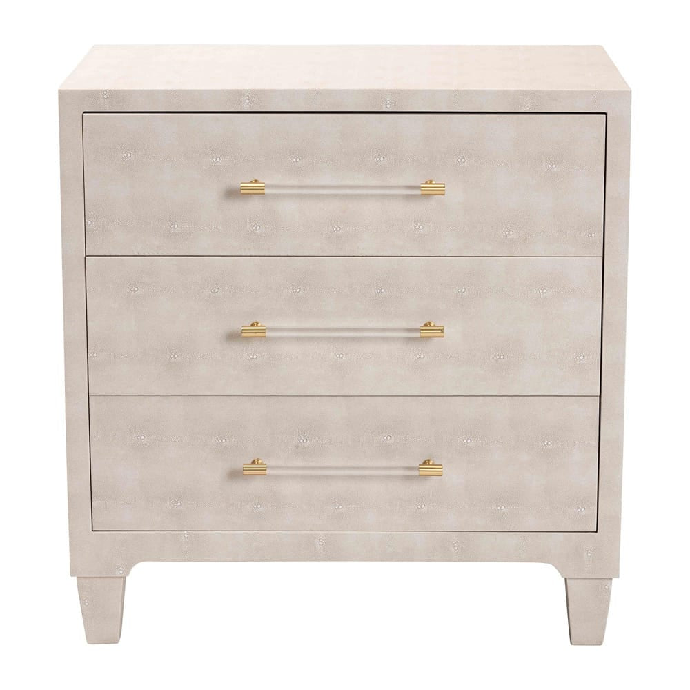 Baxton Studio - Nira Storage Cabinet in Beige/Brass - JY24A042-Beige Faux Shagreen-Cabinet view 3