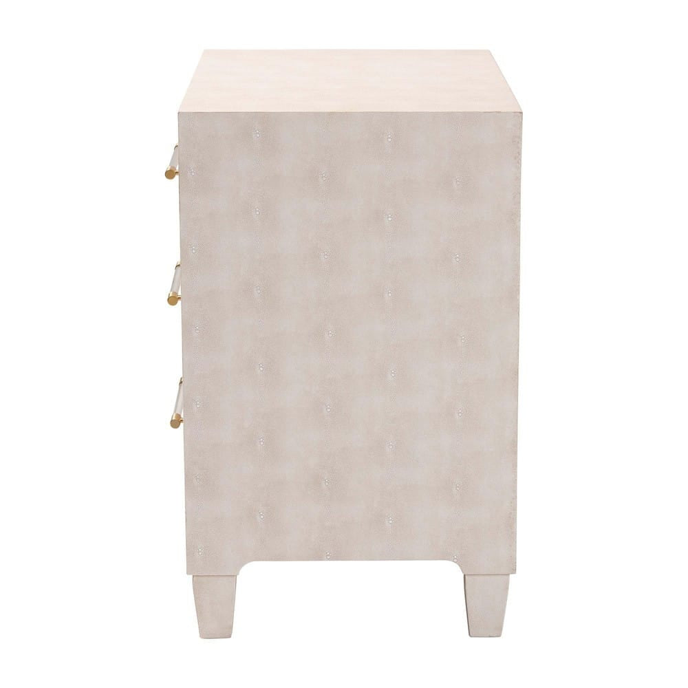 Baxton Studio - Nira Storage Cabinet in Beige/Brass - JY24A042-Beige Faux Shagreen-Cabinet view 4