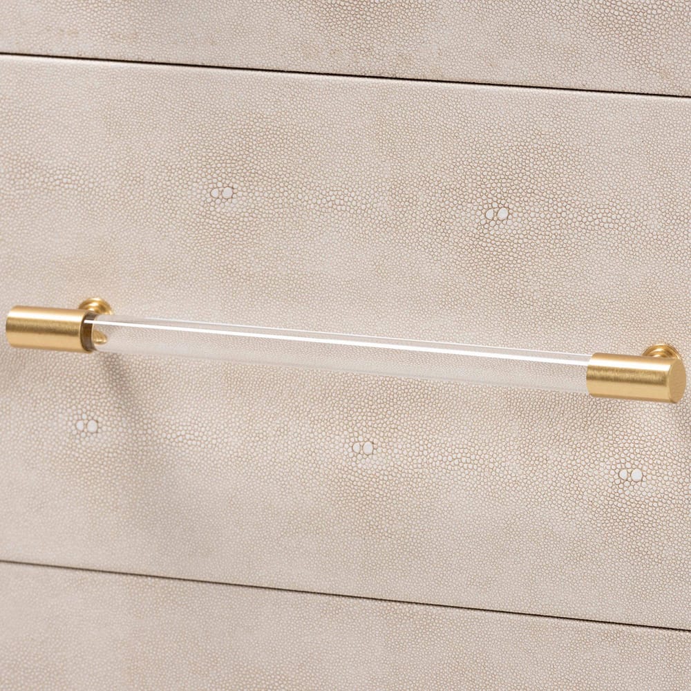 Baxton Studio - Nira Storage Cabinet in Beige/Brass - JY24A042-Beige Faux Shagreen-Cabinet view 6