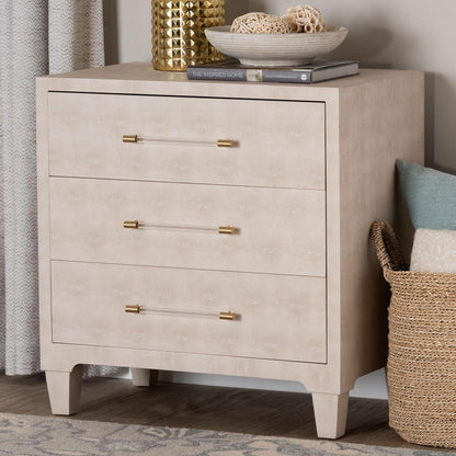 Baxton Studio - Nira Storage Cabinet in Beige/Brass - JY24A042-Beige Faux Shagreen-Cabinet view 9