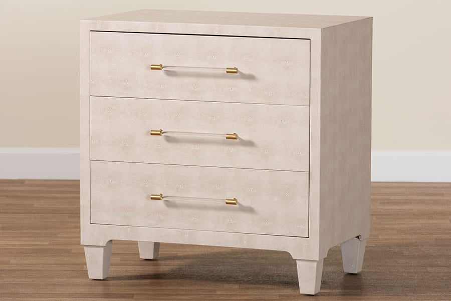 Baxton Studio - Nira Storage Cabinet in Beige/Brass - JY24A042-Beige Faux Shagreen-Cabinet view 10