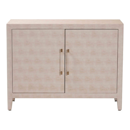 Baxton Studio - Nira Storage Cabinet in Beige/Brass - JY24B281-Beige Faux Shagreen-Cabinet view 3