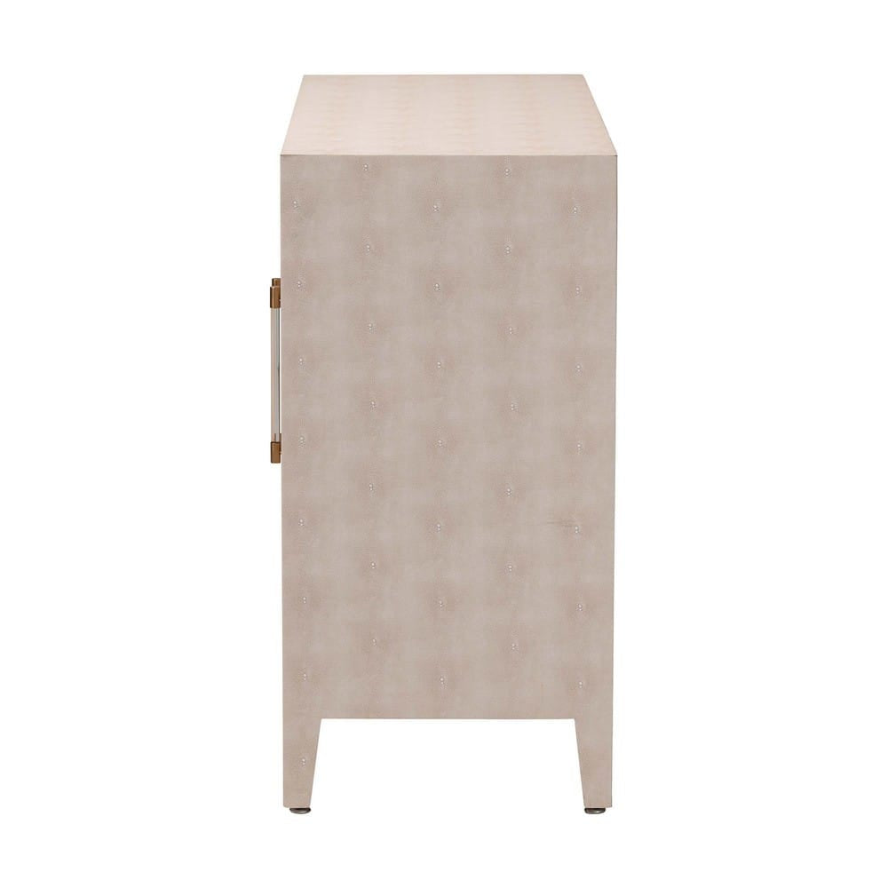 Baxton Studio - Nira Storage Cabinet in Beige/Brass - JY24B281-Beige Faux Shagreen-Cabinet view 4