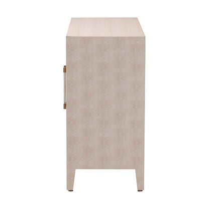 Baxton Studio - Nira Storage Cabinet in Beige/Brass - JY24B281-Beige Faux Shagreen-Cabinet view 4