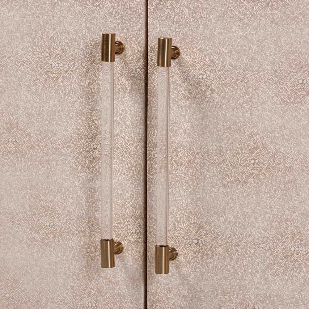 Baxton Studio - Nira Storage Cabinet in Beige/Brass - JY24B281-Beige Faux Shagreen-Cabinet view 6