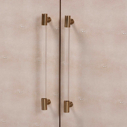 Baxton Studio - Nira Storage Cabinet in Beige/Brass - JY24B281-Beige Faux Shagreen-Cabinet view 6