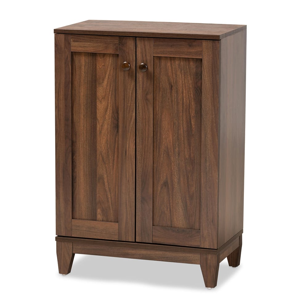 Baxton Studio - Nissa Shoe Cabinet in Walnut Brown - MPC8017-Walnut-Shoe Cabinet view 1