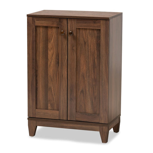 Baxton Studio - Nissa Shoe Cabinet in Walnut Brown - MPC8017-Walnut-Shoe Cabinet view 1