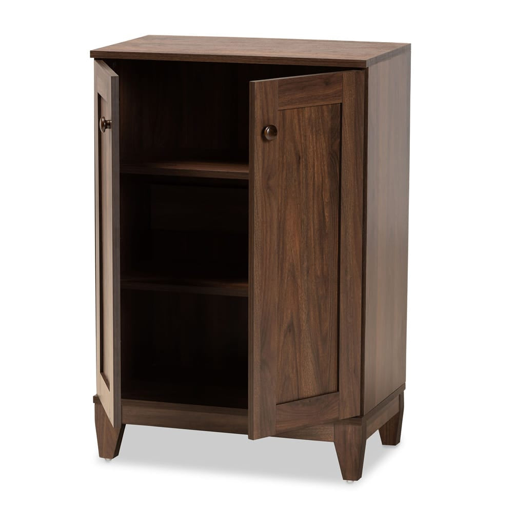 Baxton Studio - Nissa Shoe Cabinet in Walnut Brown - MPC8017-Walnut-Shoe Cabinet view 2