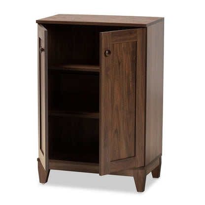 Baxton Studio - Nissa Shoe Cabinet in Walnut Brown - MPC8017-Walnut-Shoe Cabinet view 2