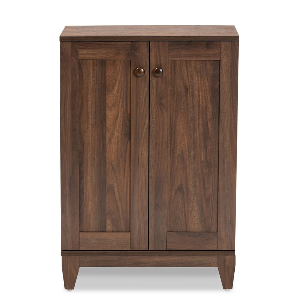 Baxton Studio - Nissa Shoe Cabinet in Walnut Brown - MPC8017-Walnut-Shoe Cabinet view 3
