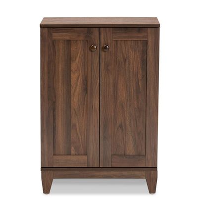 Baxton Studio - Nissa Shoe Cabinet in Walnut Brown - MPC8017-Walnut-Shoe Cabinet view 3