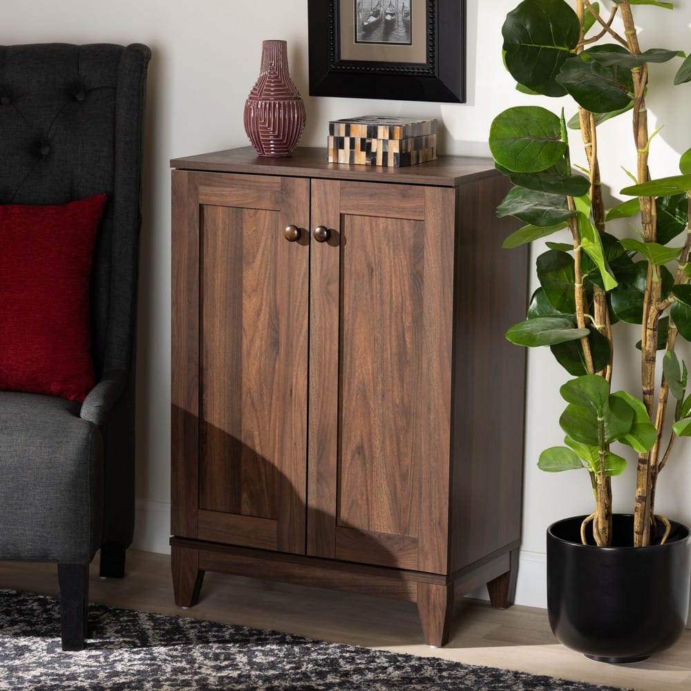 Baxton Studio - Nissa Shoe Cabinet in Walnut Brown - MPC8017-Walnut-Shoe Cabinet view 7