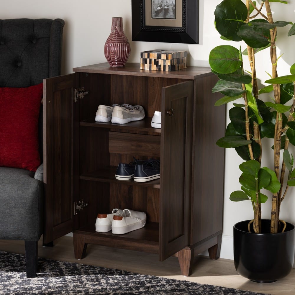 Baxton Studio - Nissa Shoe Cabinet in Walnut Brown - MPC8017-Walnut-Shoe Cabinet view 8