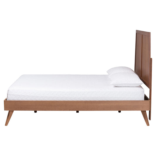 Baxton Studio - Noela King Bed w/ Headboard in Ash Walnut - Noela-Ash Walnut-King view 2