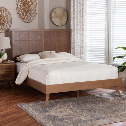 Baxton Studio - Noela King Bed w/ Headboard in Ash Walnut - Noela-Ash Walnut-King view 7