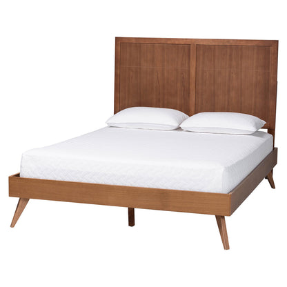 Baxton Studio - Noela Queen Size Bed in Ash Walnut - Noela-Ash Walnut-Queen view 1
