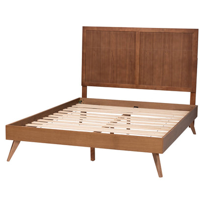 Baxton Studio - Noela Queen Size Bed in Ash Walnut - Noela-Ash Walnut-Queen view 3